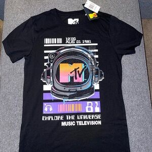 MTV Black Logo Tee size small -New With Tags